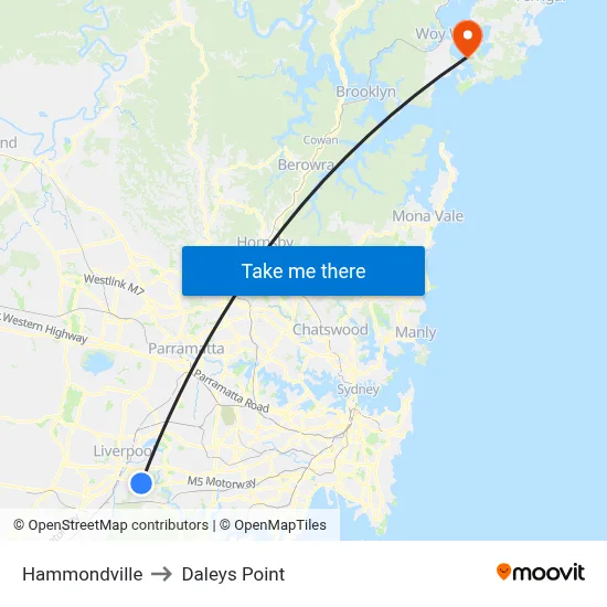 Hammondville to Daleys Point map