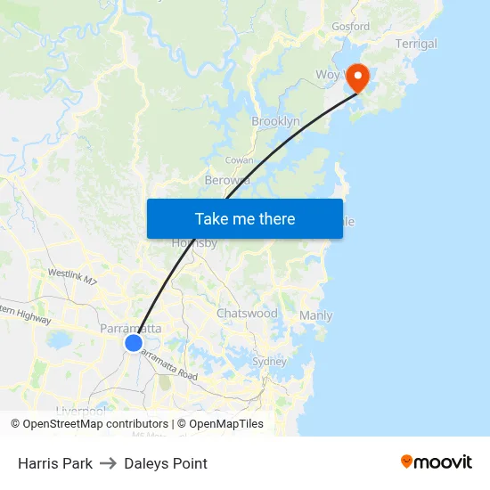 Harris Park to Daleys Point map