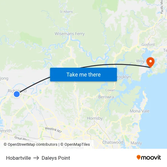 Hobartville to Daleys Point map