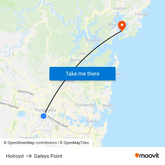 Holroyd to Daleys Point map