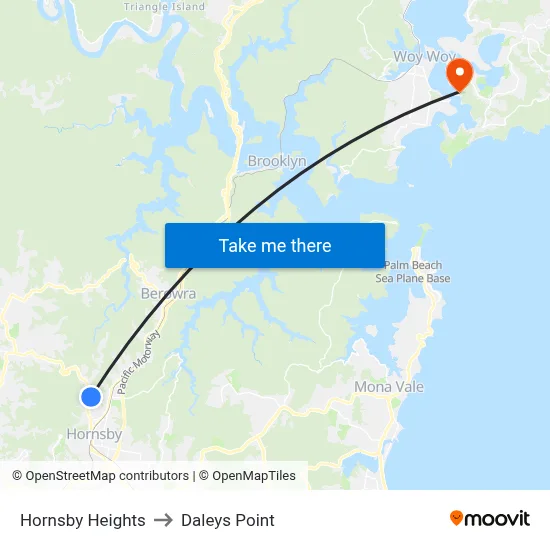 Hornsby Heights to Daleys Point map