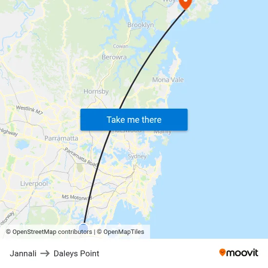 Jannali to Daleys Point map