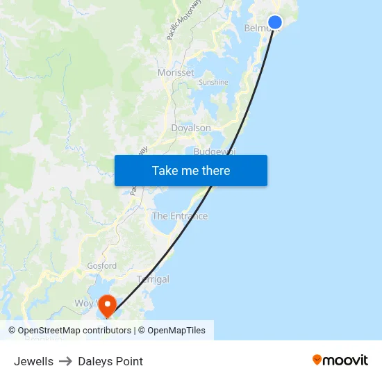 Jewells to Daleys Point map