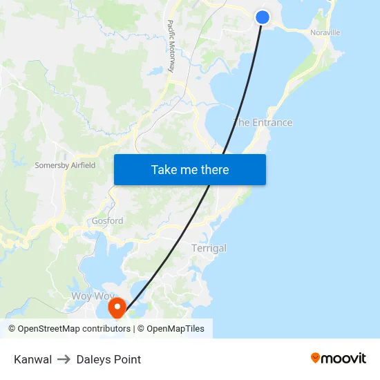 Kanwal to Daleys Point map