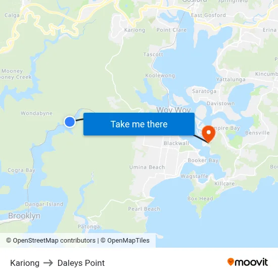 Kariong to Daleys Point map