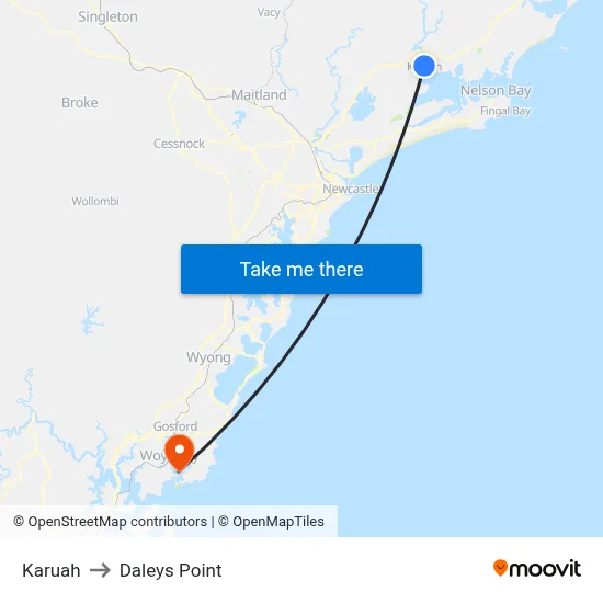 Karuah to Daleys Point map