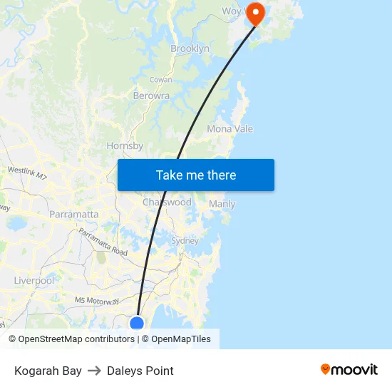 Kogarah Bay to Daleys Point map
