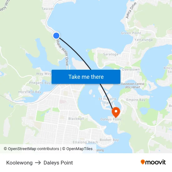 Koolewong to Daleys Point map