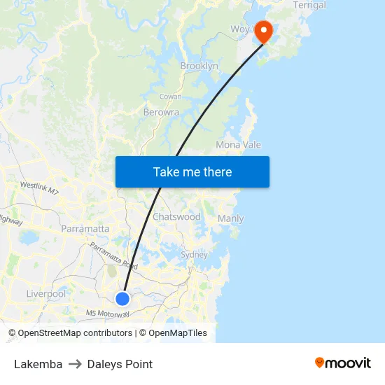 Lakemba to Daleys Point map