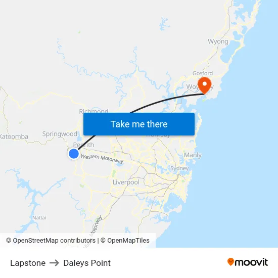 Lapstone to Daleys Point map