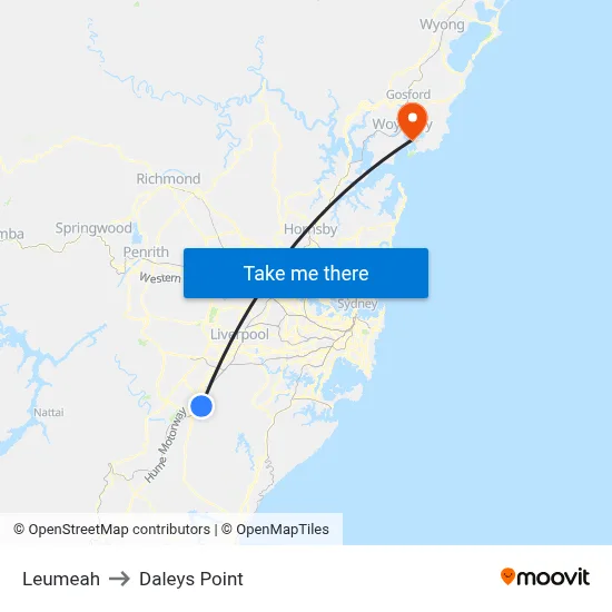 Leumeah to Daleys Point map