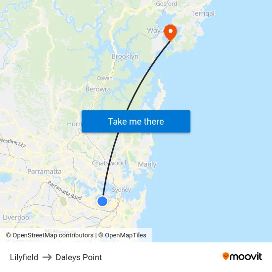 Lilyfield to Daleys Point map