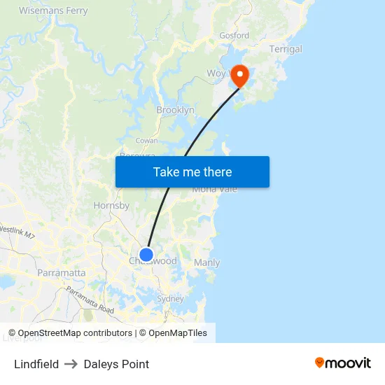 Lindfield to Daleys Point map