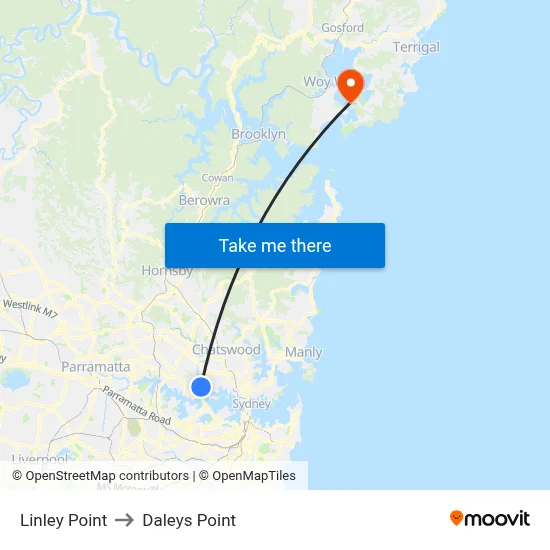 Linley Point to Daleys Point map