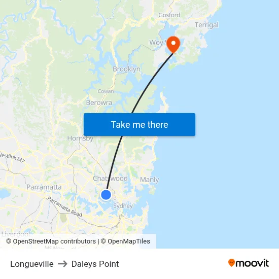 Longueville to Daleys Point map