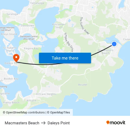 Macmasters Beach to Daleys Point map