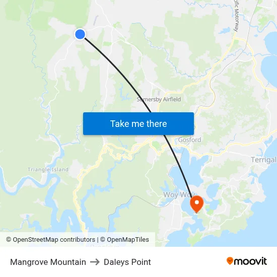 Mangrove Mountain to Daleys Point map