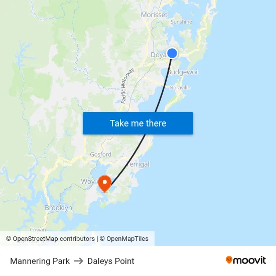 Mannering Park to Daleys Point map