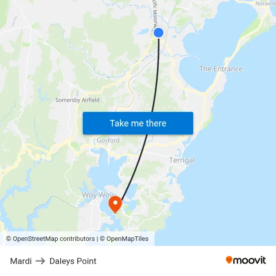 Mardi to Daleys Point map