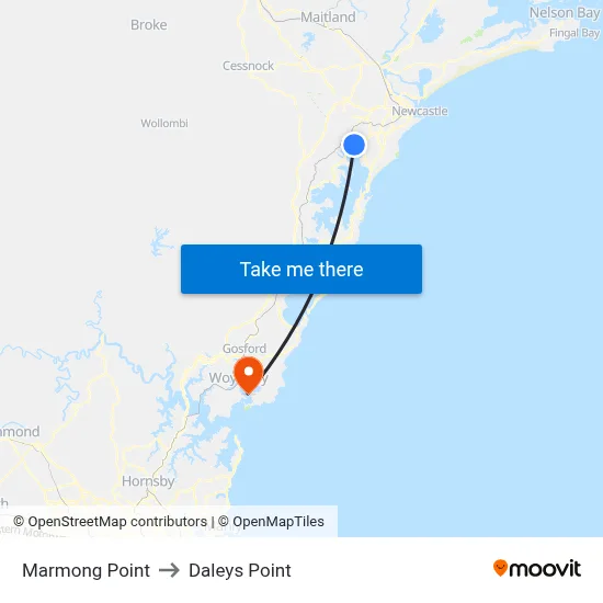 Marmong Point to Daleys Point map