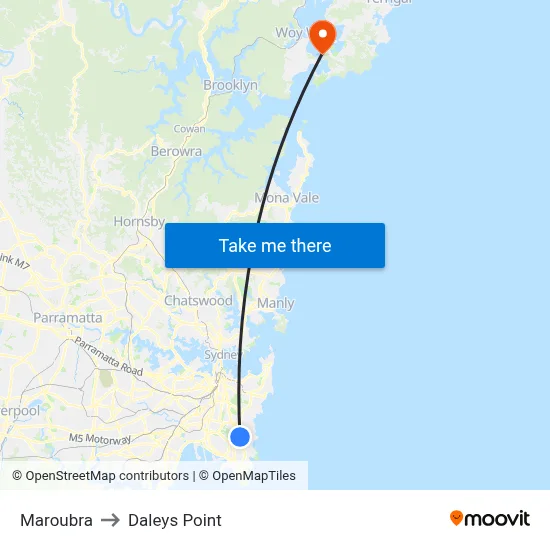 Maroubra to Daleys Point map