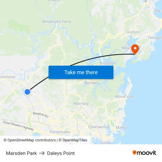 Marsden Park to Daleys Point map