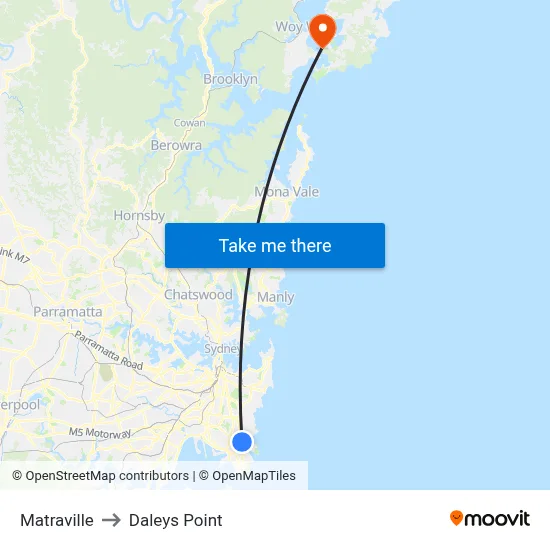 Matraville to Daleys Point map
