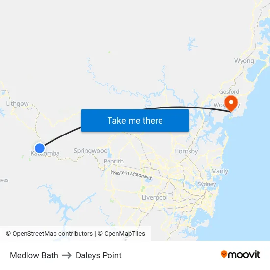 Medlow Bath to Daleys Point map