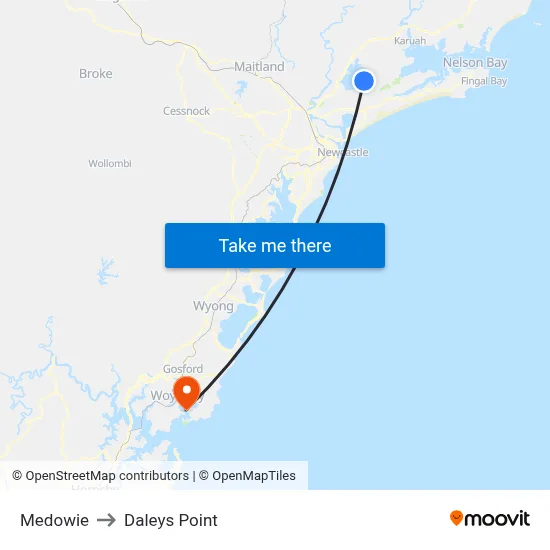 Medowie to Daleys Point map