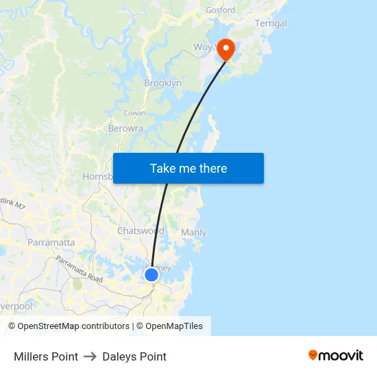 Millers Point to Daleys Point map