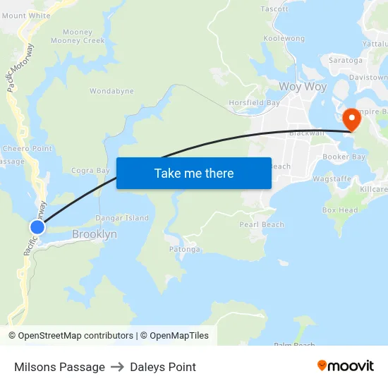 Milsons Passage to Daleys Point map