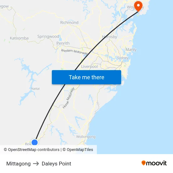Mittagong to Daleys Point map