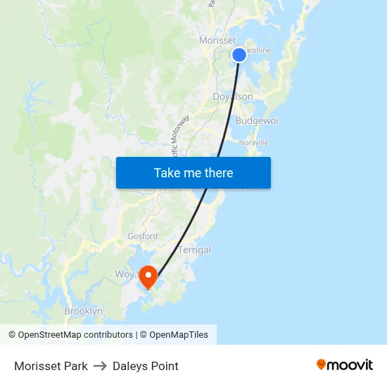 Morisset Park to Daleys Point map
