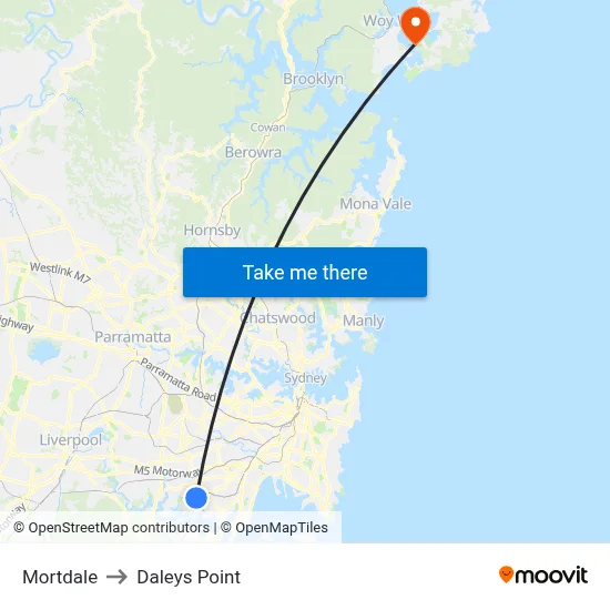 Mortdale to Daleys Point map