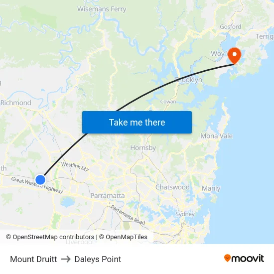 Mount Druitt to Daleys Point map