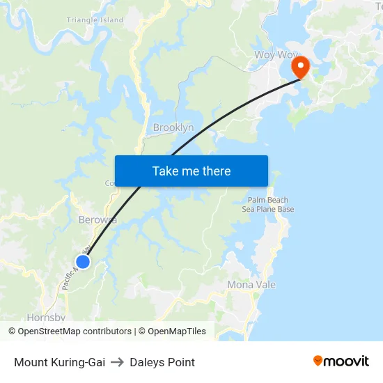 Mount Kuring-Gai to Daleys Point map