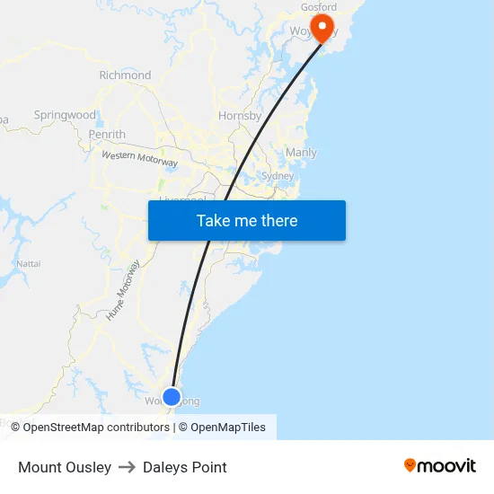 Mount Ousley to Daleys Point map