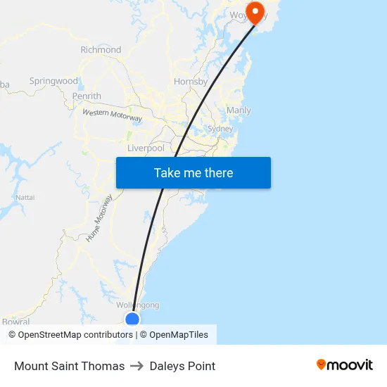 Mount Saint Thomas to Daleys Point map