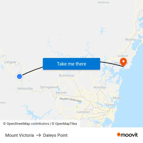 Mount Victoria to Daleys Point map