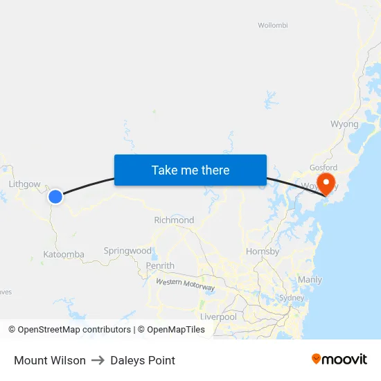 Mount Wilson to Daleys Point map