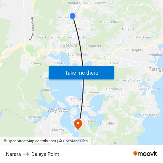 Narara to Daleys Point map