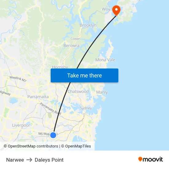 Narwee to Daleys Point map