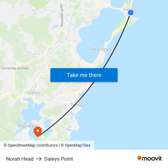 Norah Head to Daleys Point map