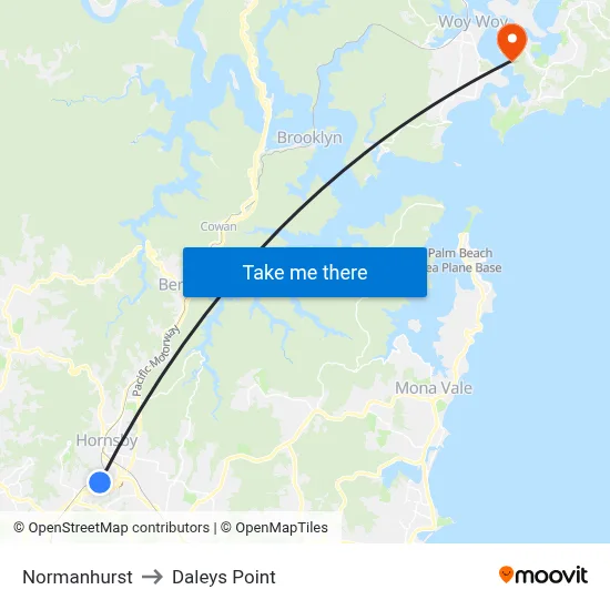 Normanhurst to Daleys Point map