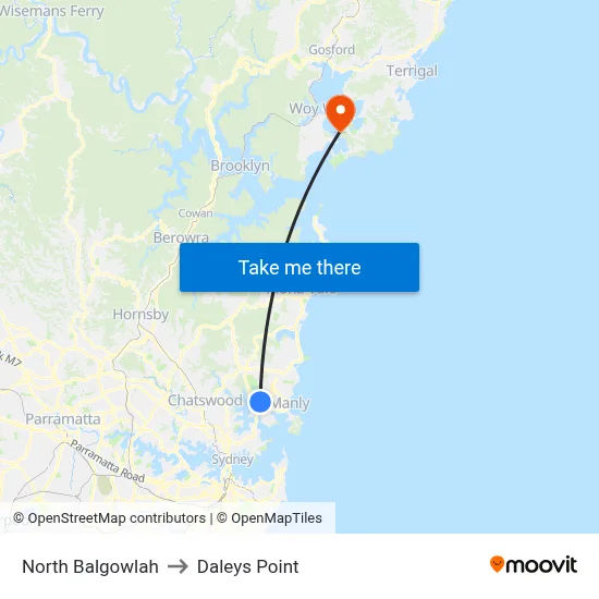 North Balgowlah to Daleys Point map