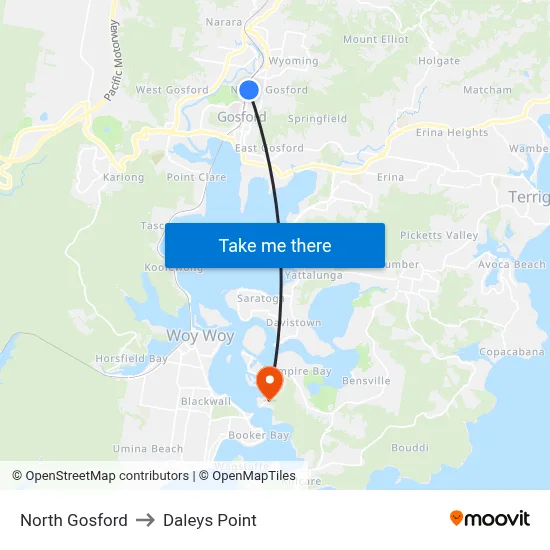 North Gosford to Daleys Point map