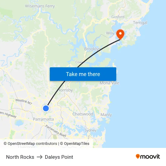 North Rocks to Daleys Point map