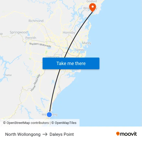 North Wollongong to Daleys Point map