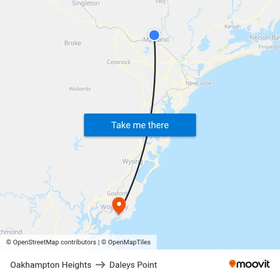 Oakhampton Heights to Daleys Point map