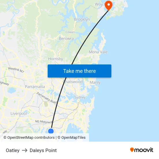 Oatley to Daleys Point map